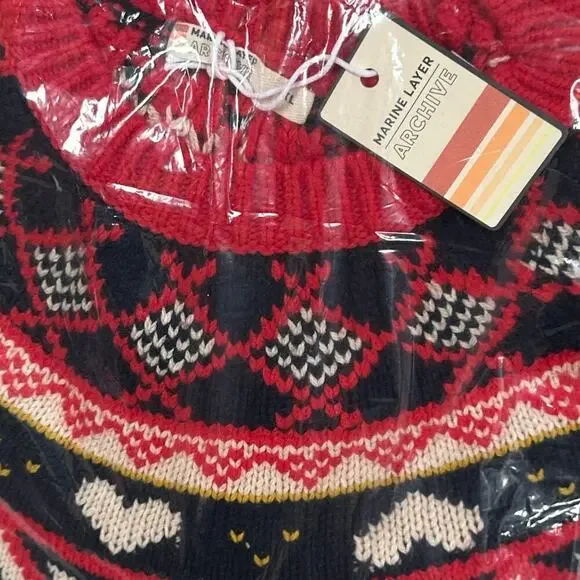Marine Layer Archive Alpine Sweater in Red Fair Isle Size XL - Picture 5 of 6